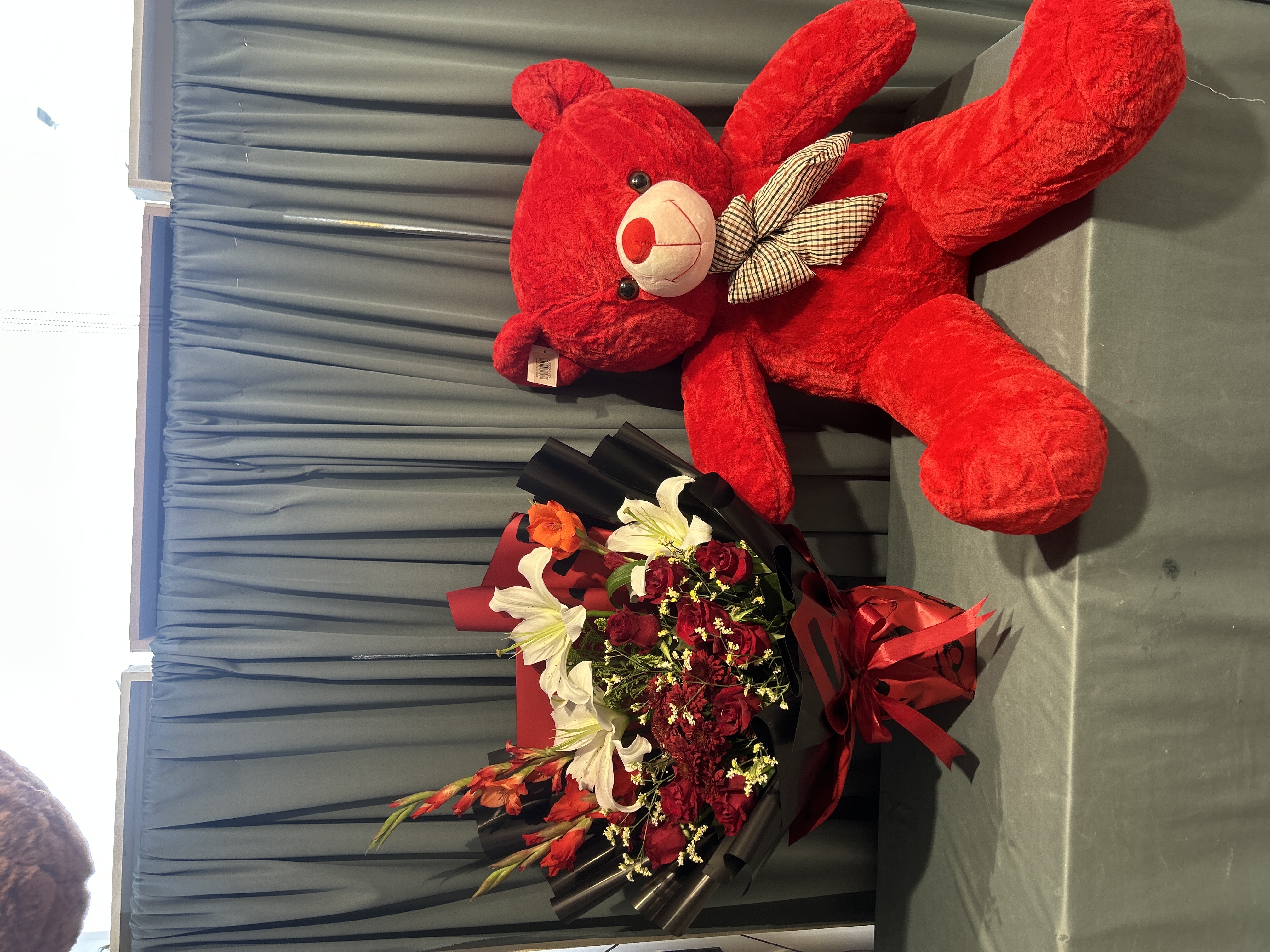 Teddy with flowers bouquet