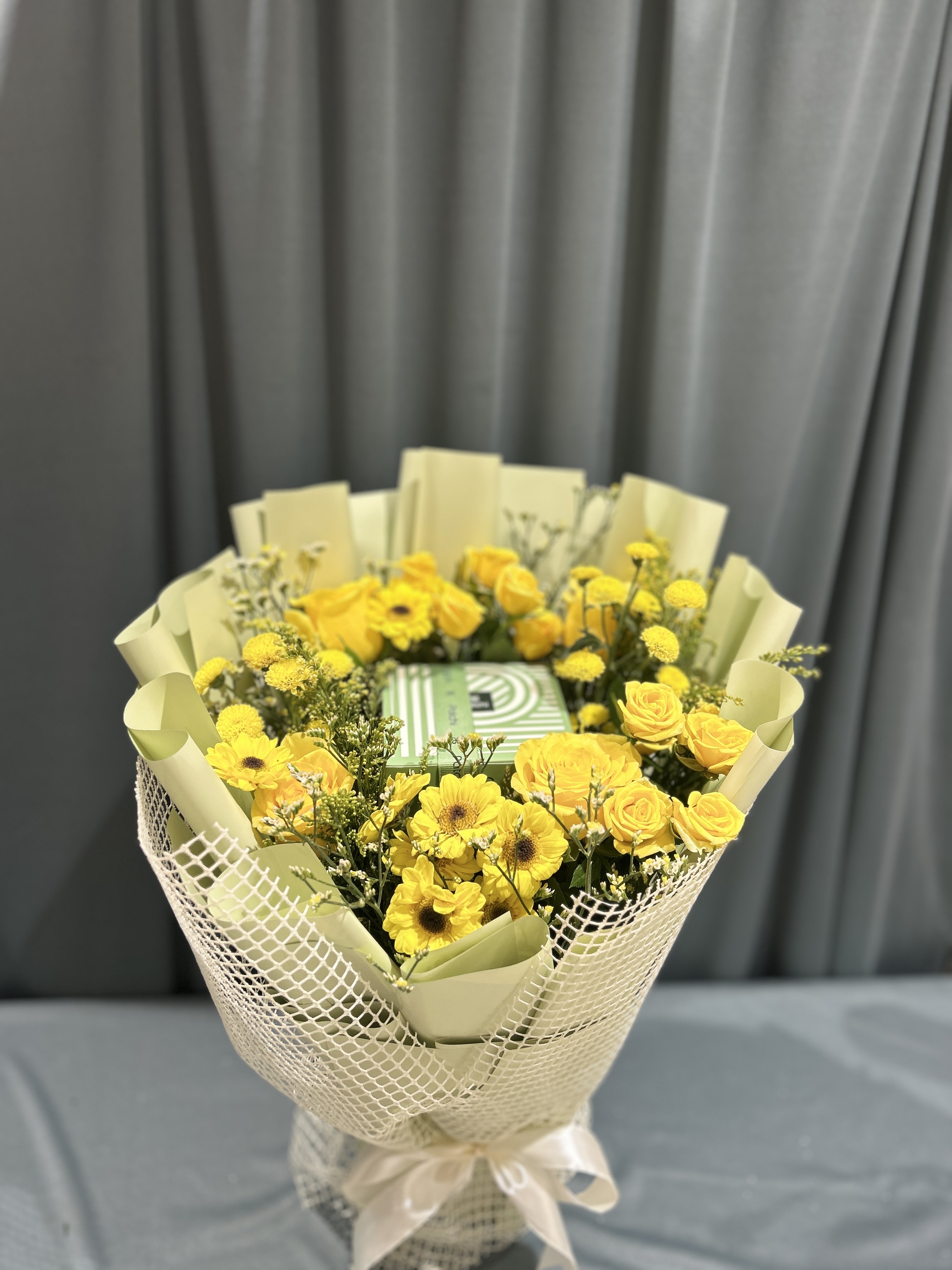 Chocolate within yellow petals