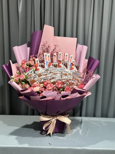 chocolates with baby roses stunning bouquet_img_0