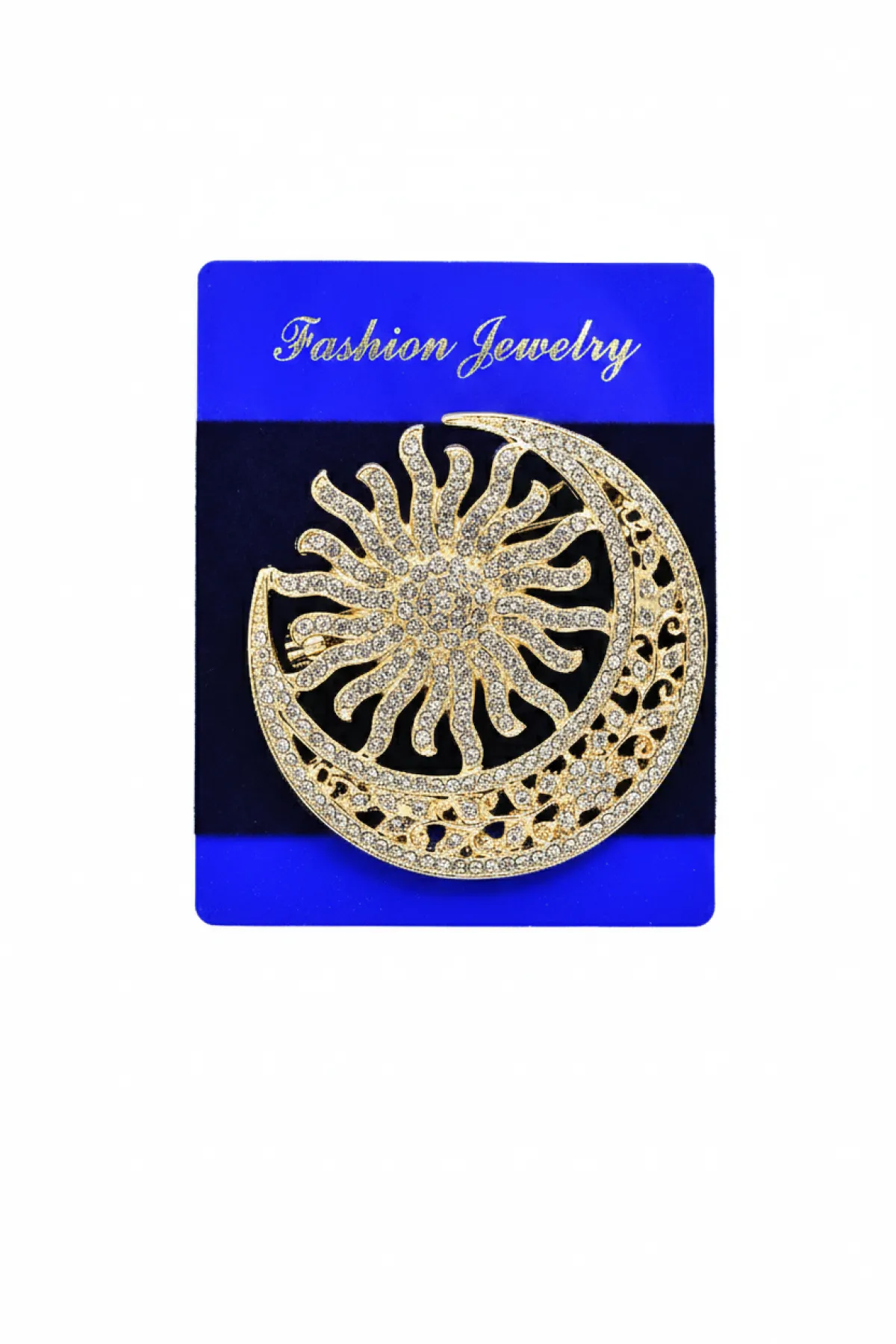 ProX Celestial Sun & Moon Rhinestone Hijab Brooch_BR-402-12_Golden