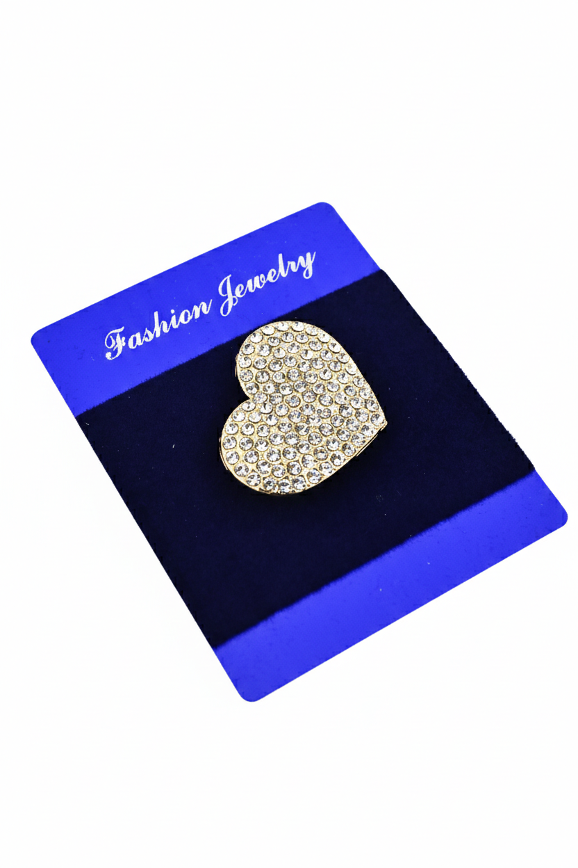 ProX Romantic Crystal Heart Pin_BR-403-4 Golden