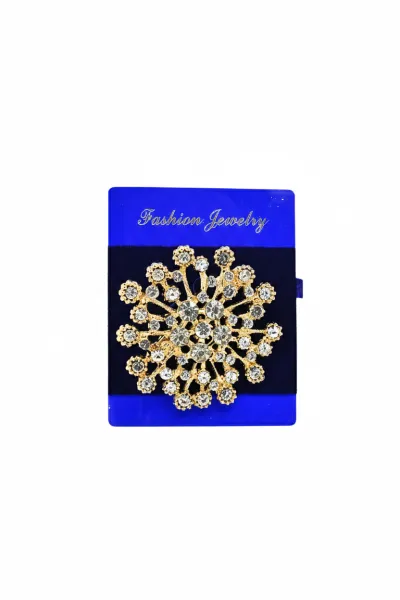 ProX Sparkling Crystal and Pearl Snowflake Brooch_BR-402-15 Golden_img_0