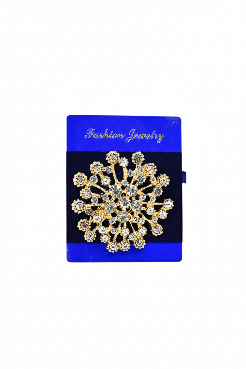 ProX Sparkling Crystal and Pearl Snowflake Brooch_BR-402-15 Golden_img_0