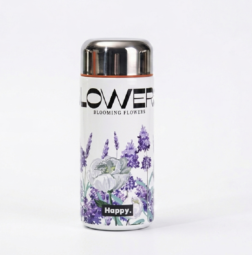 300ml High Quality SS Thermos Water Bottle – WB-3057 Purple Flower_img_0