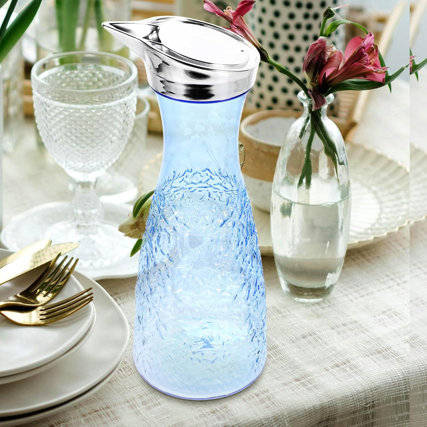 1000ml High-Quality Acrylic Plastic Water & Juice Pitcher – Blue | WB-2968_img_4