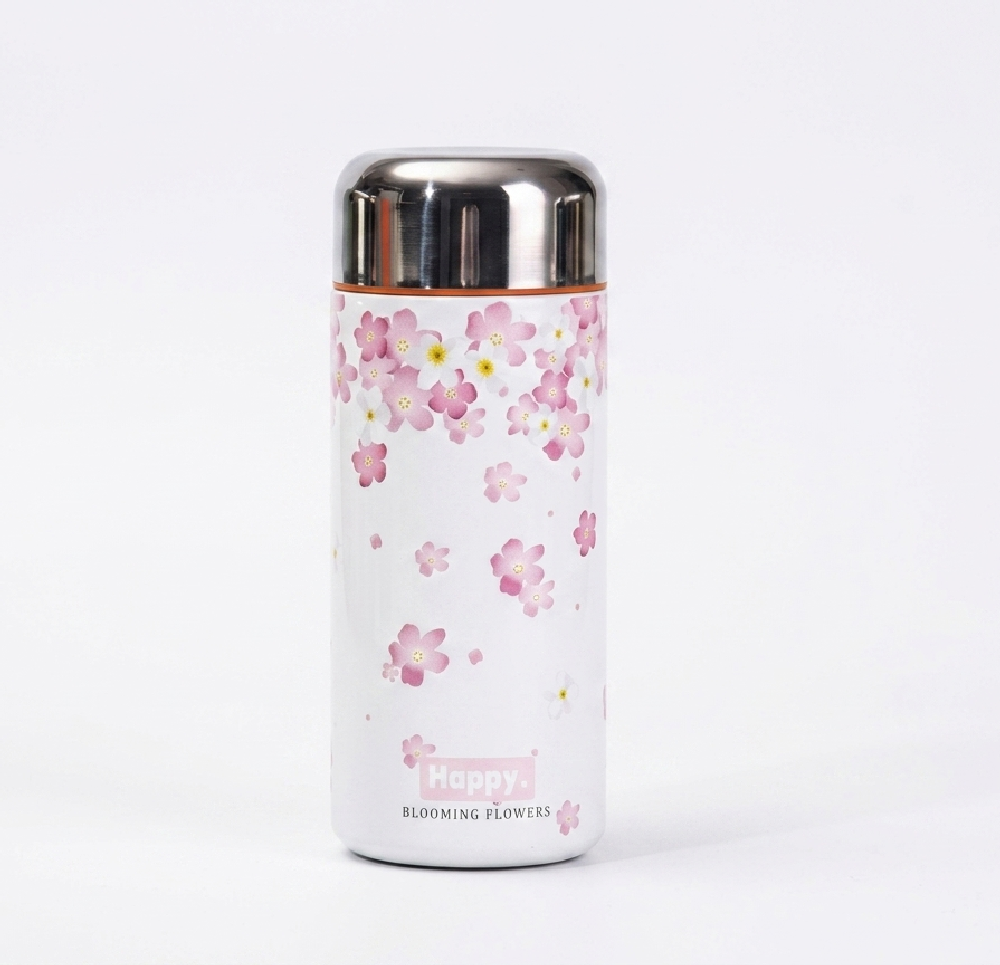 300ml High Quality SS Thermos Water Bottle – WB-3057 Pink Flower_img_0