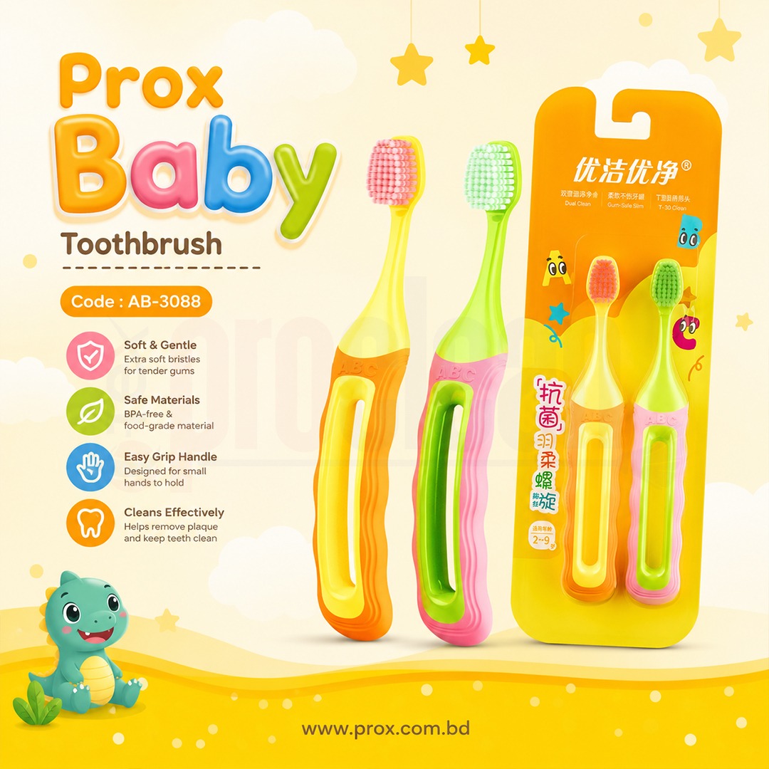 Prox New Kid's toothbrush for ages 2-9, featuring double spiral bristles and Anti Slip AB-3088_img_1