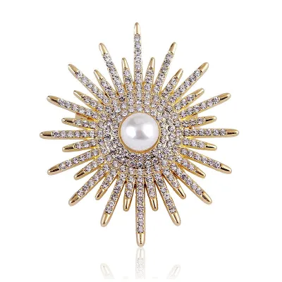ProX Pearl & Crystal Sunburst Hijab Brooch_BR-402-14_img_0