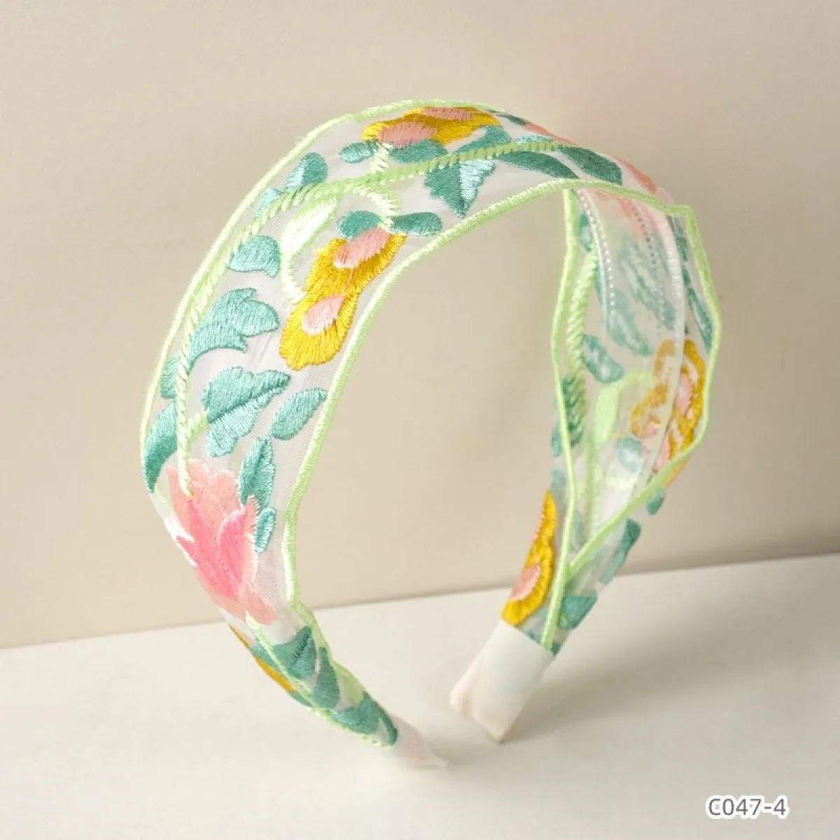 ProX Pastel Floral Embroidered Mesh Headband_B-602-11
