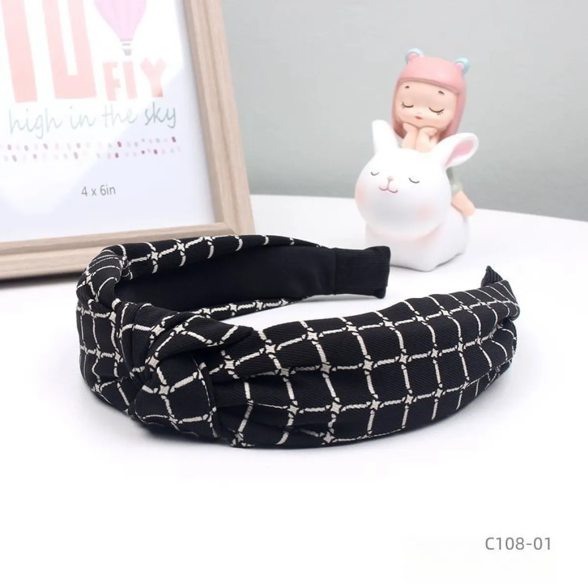 ProX Black and White Grid Knot Headband_B-602-23