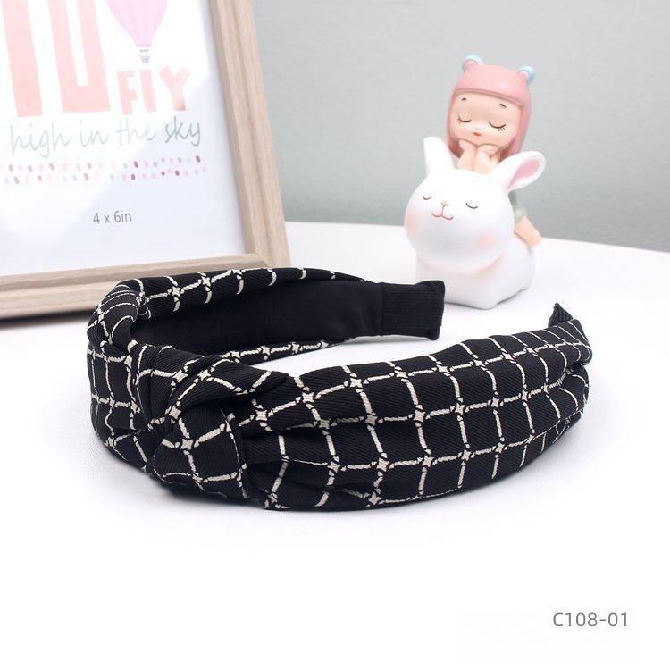 ProX Black and White Grid Knot Headband_B-602-23