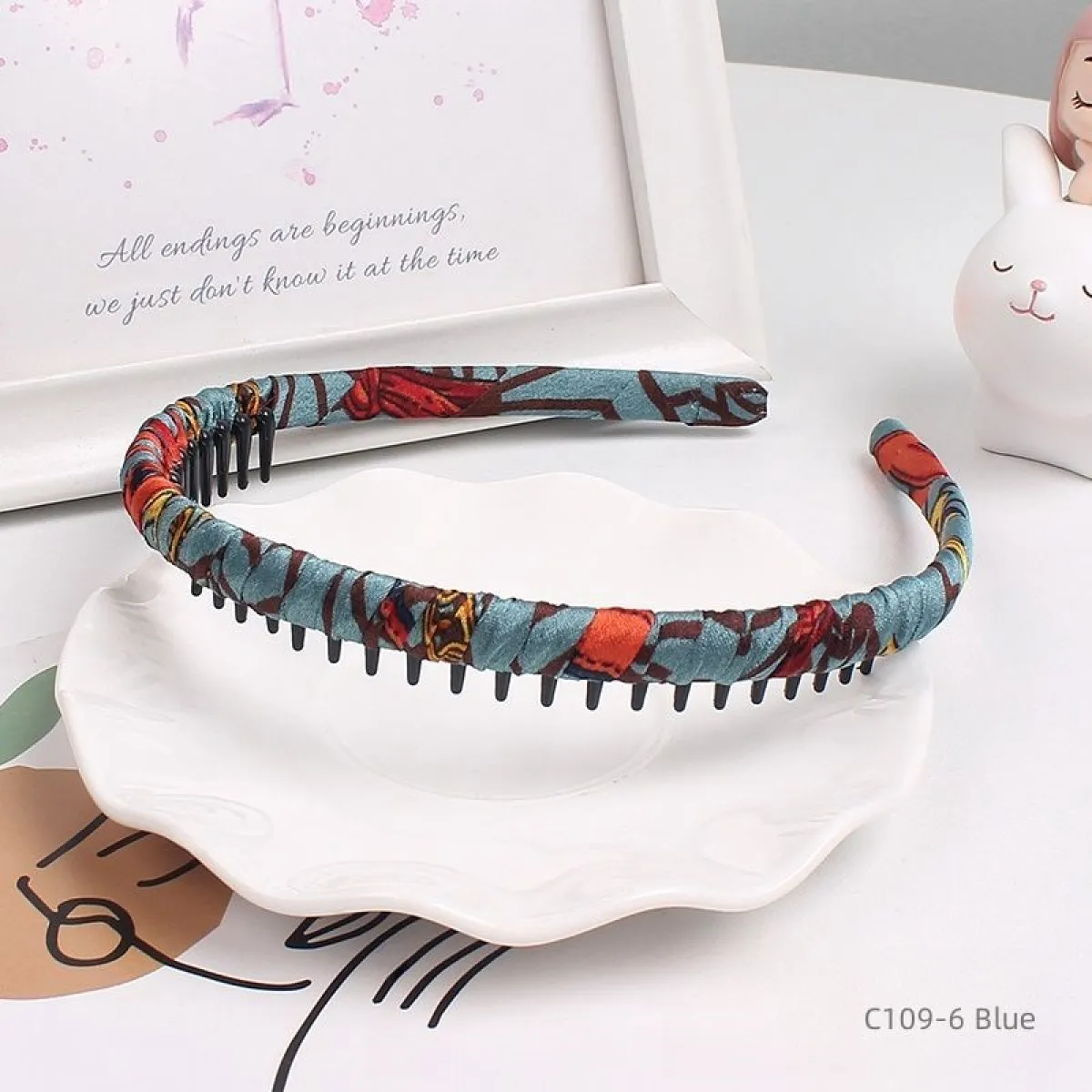 ProX Blue Vintage Pattern Fabric Headband_B-603-9