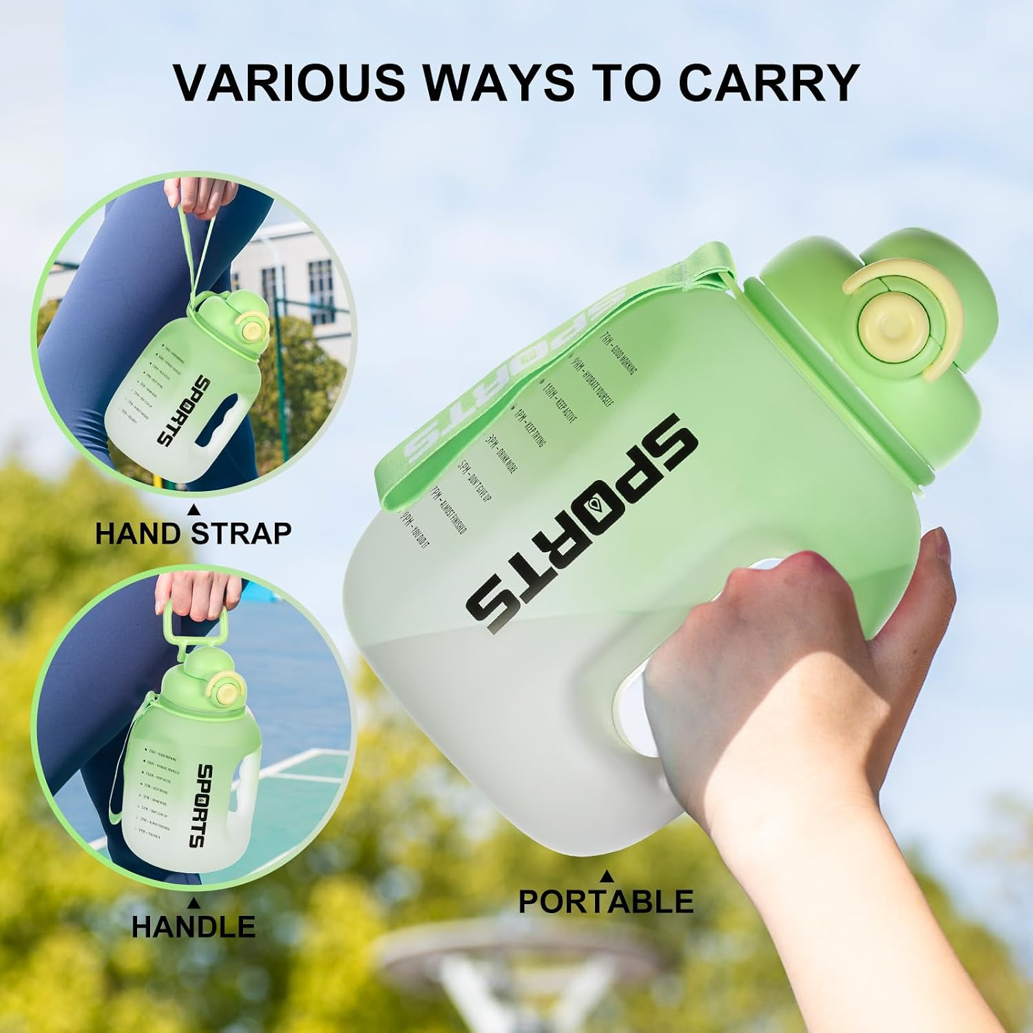ProX Large Capacity High Quality Plastic Water Bottle WB-2975_Green_img_3