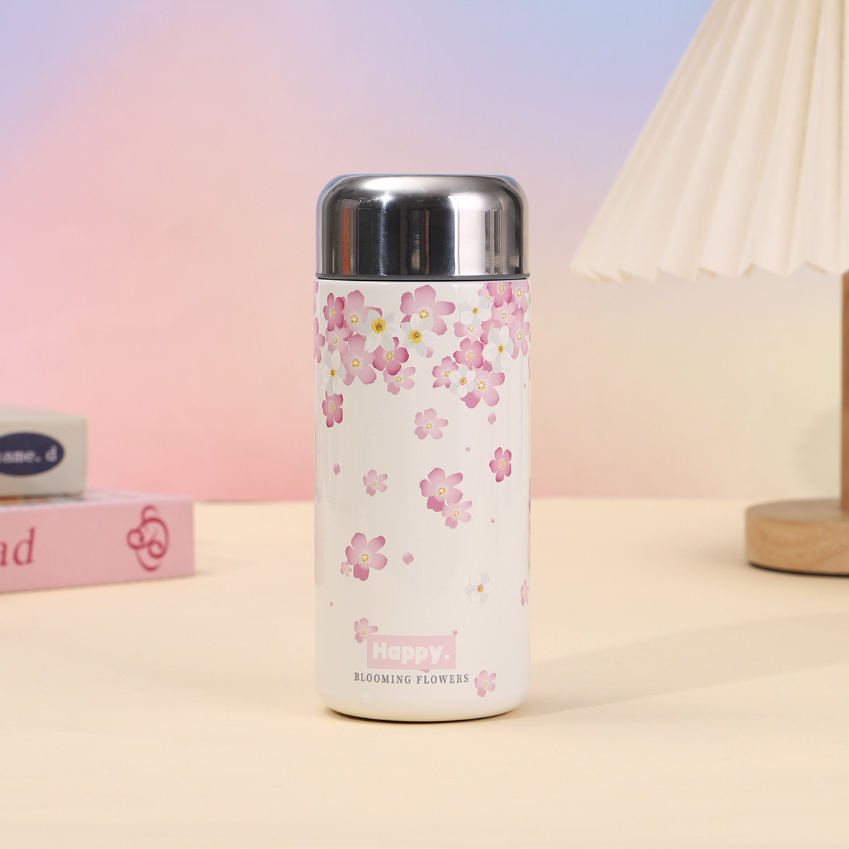 300ml High Quality SS Thermos Water Bottle – WB-3057 Pink Flower_img_1