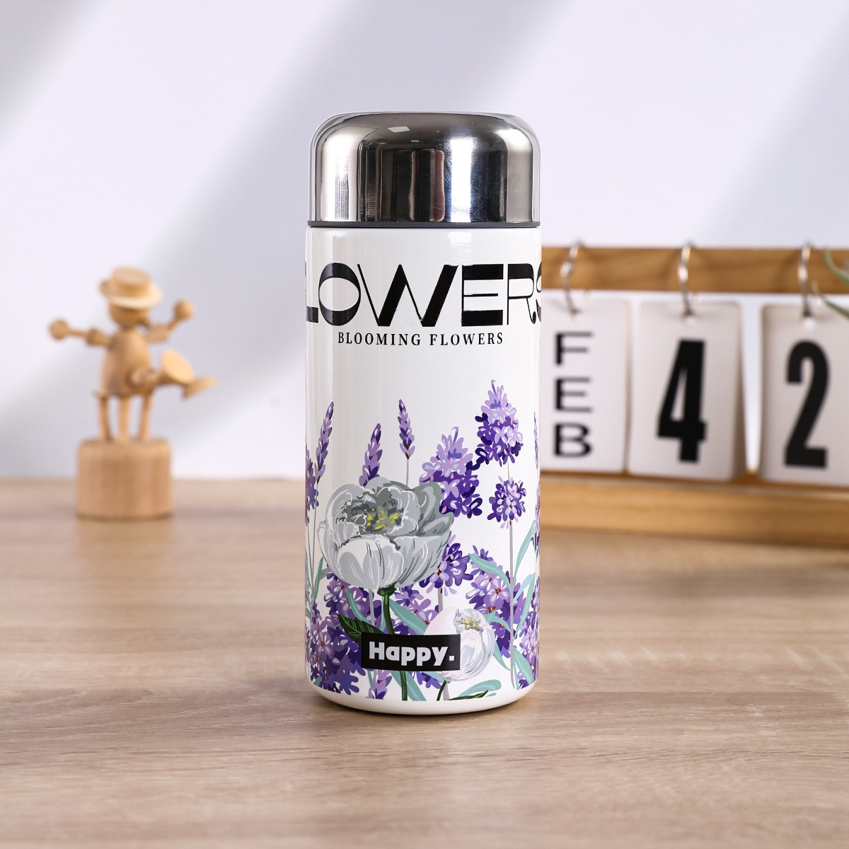 300ml High Quality SS Thermos Water Bottle – WB-3057 Purple Flower_img_1