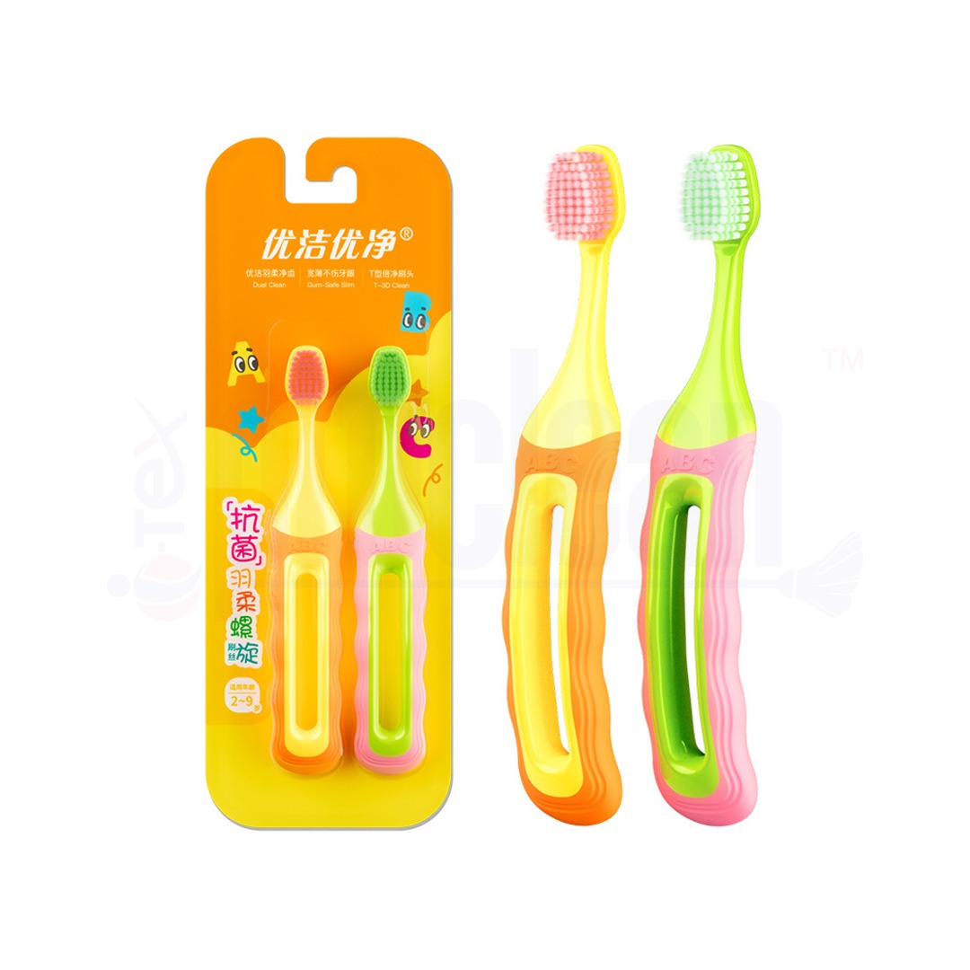 Prox New Kid's toothbrush for ages 2-9, featuring double spiral bristles and Anti Slip AB-3088