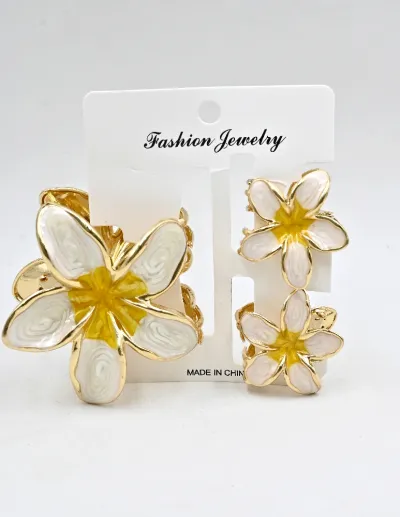 ProX 3pcs Set Flowerish Hair Grip for Women HG-109_White Gold_img_0