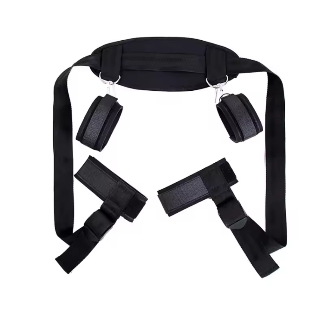 Couples Bondage Strap Kit – Soft Adjustable Bed Restraints with Neck Support_img_1
