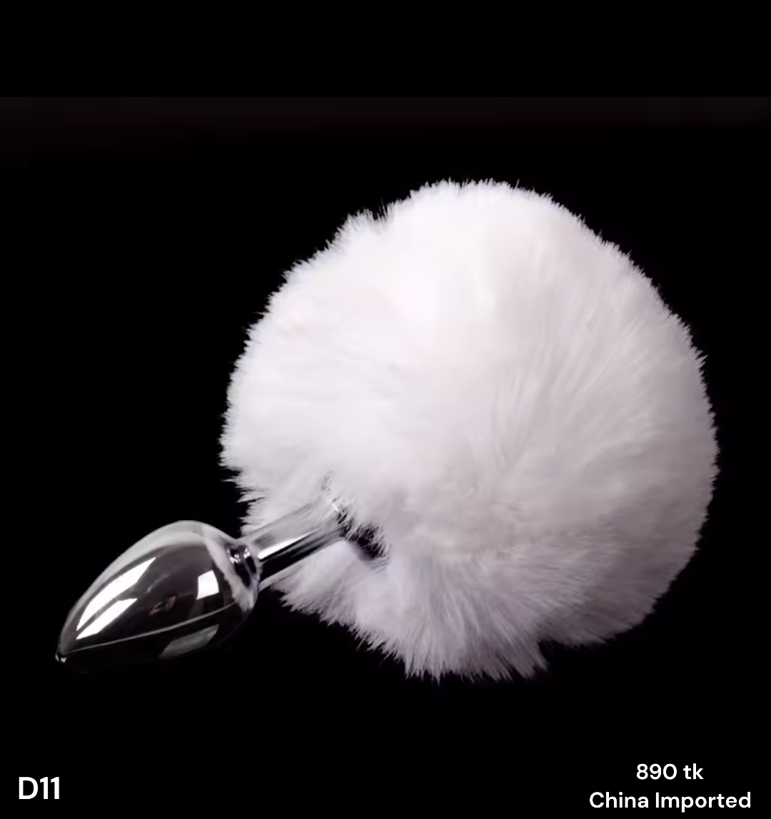Premium Fluffy Bunny Tail Butt Plug – Stainless Steel Anal Plug with White Faux Fur Tail_img_0