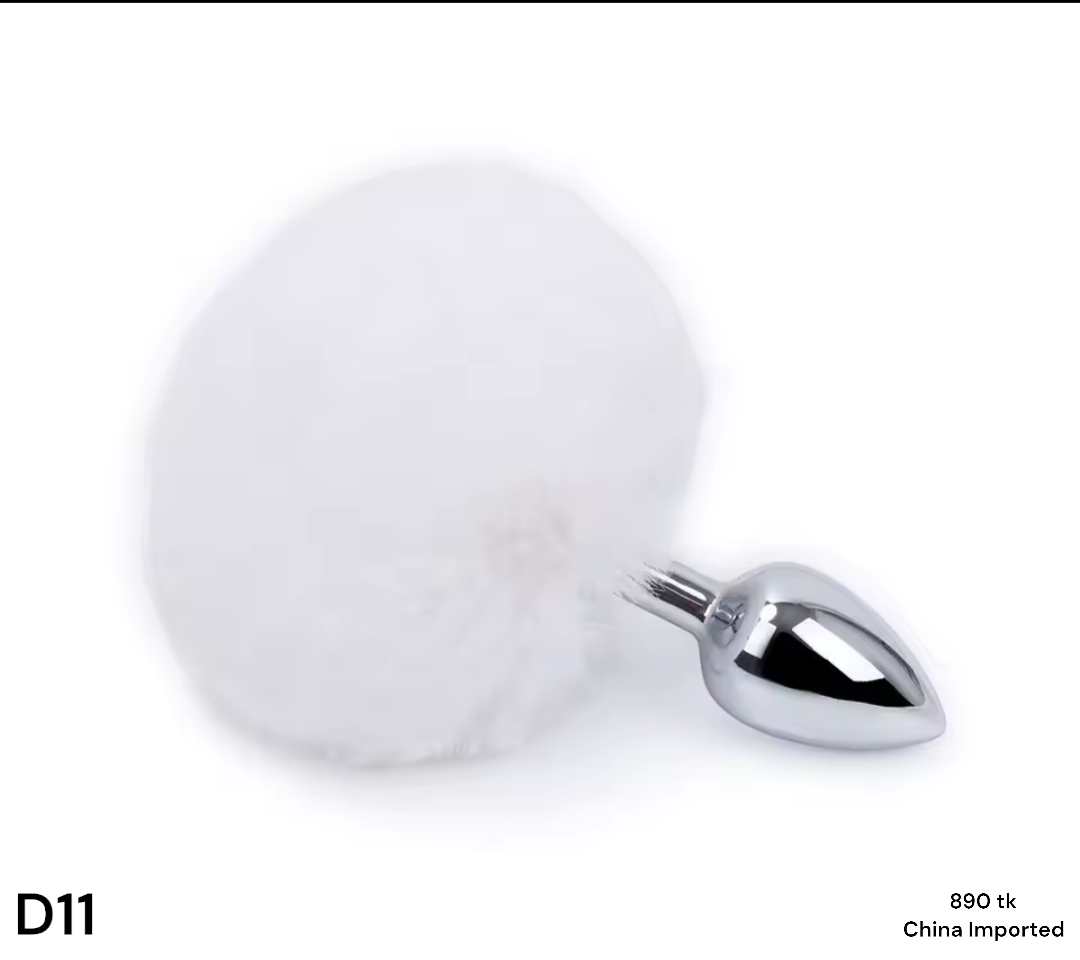 Premium Fluffy Bunny Tail Butt Plug – Stainless Steel Anal Plug with White Faux Fur Tail