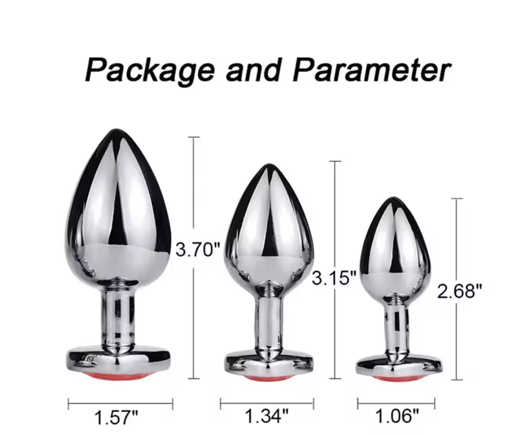 Metal Butt Plug with Pink Crystal Jewel for Women – Smooth Stainless Steel Anal Trainer, Easy Clean Design_img_1