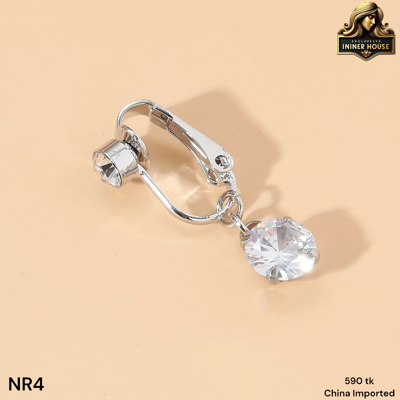 Sparkling Crystal Clip-On Belly Button Ring – No Piercing Required_img_3