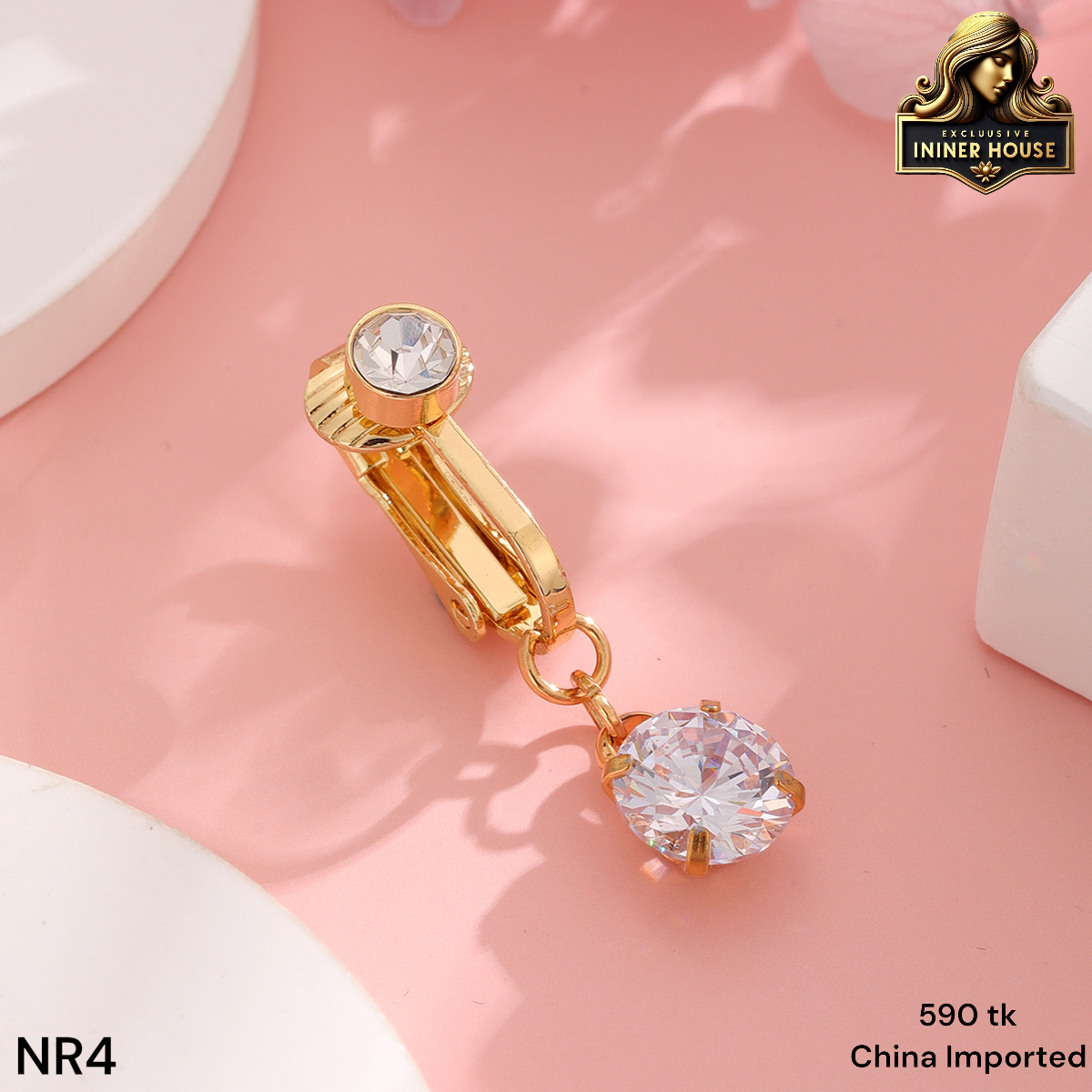 Sparkling Crystal Clip-On Belly Button Ring – No Piercing Required_img_2