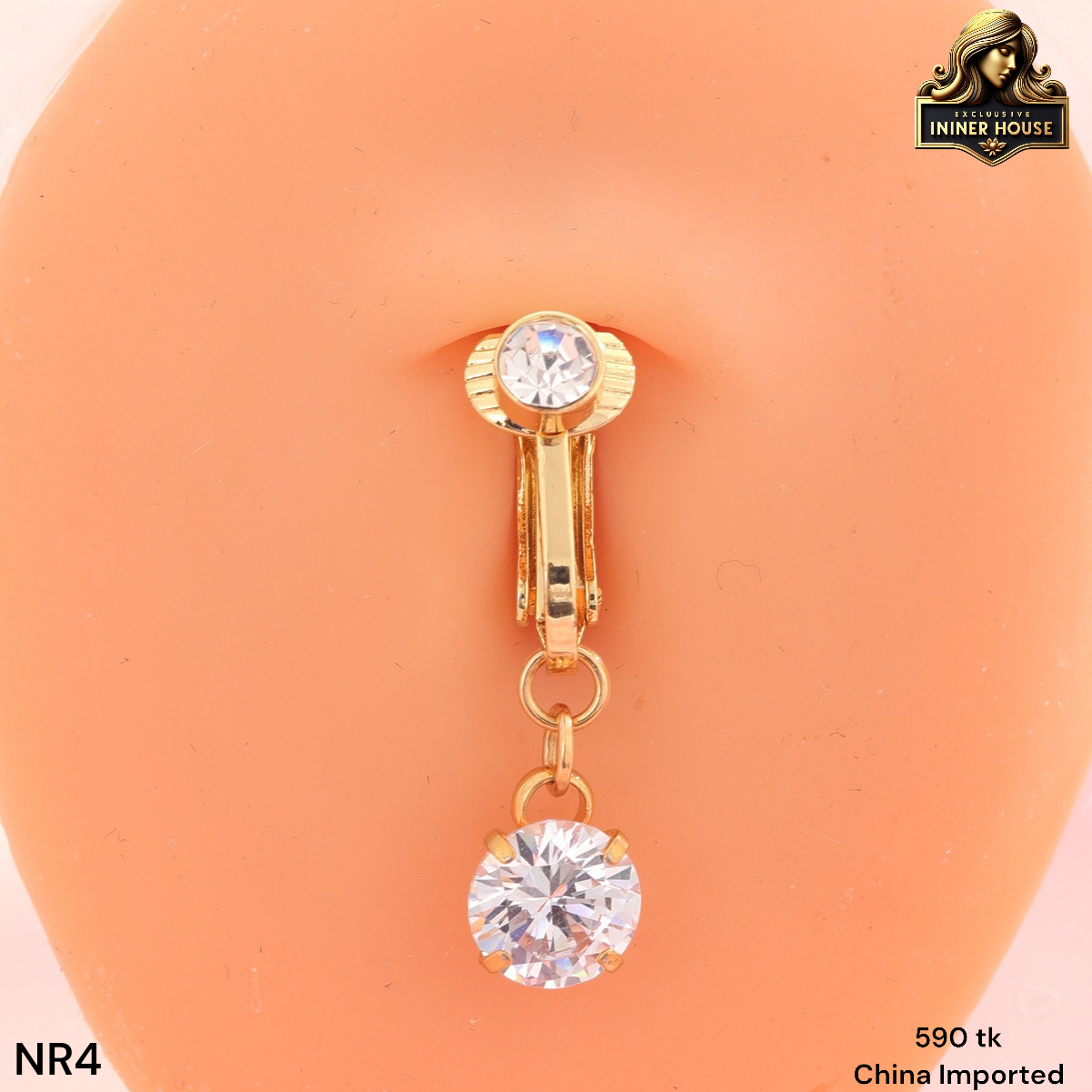 Sparkling Crystal Clip-On Belly Button Ring – No Piercing Required_img_0