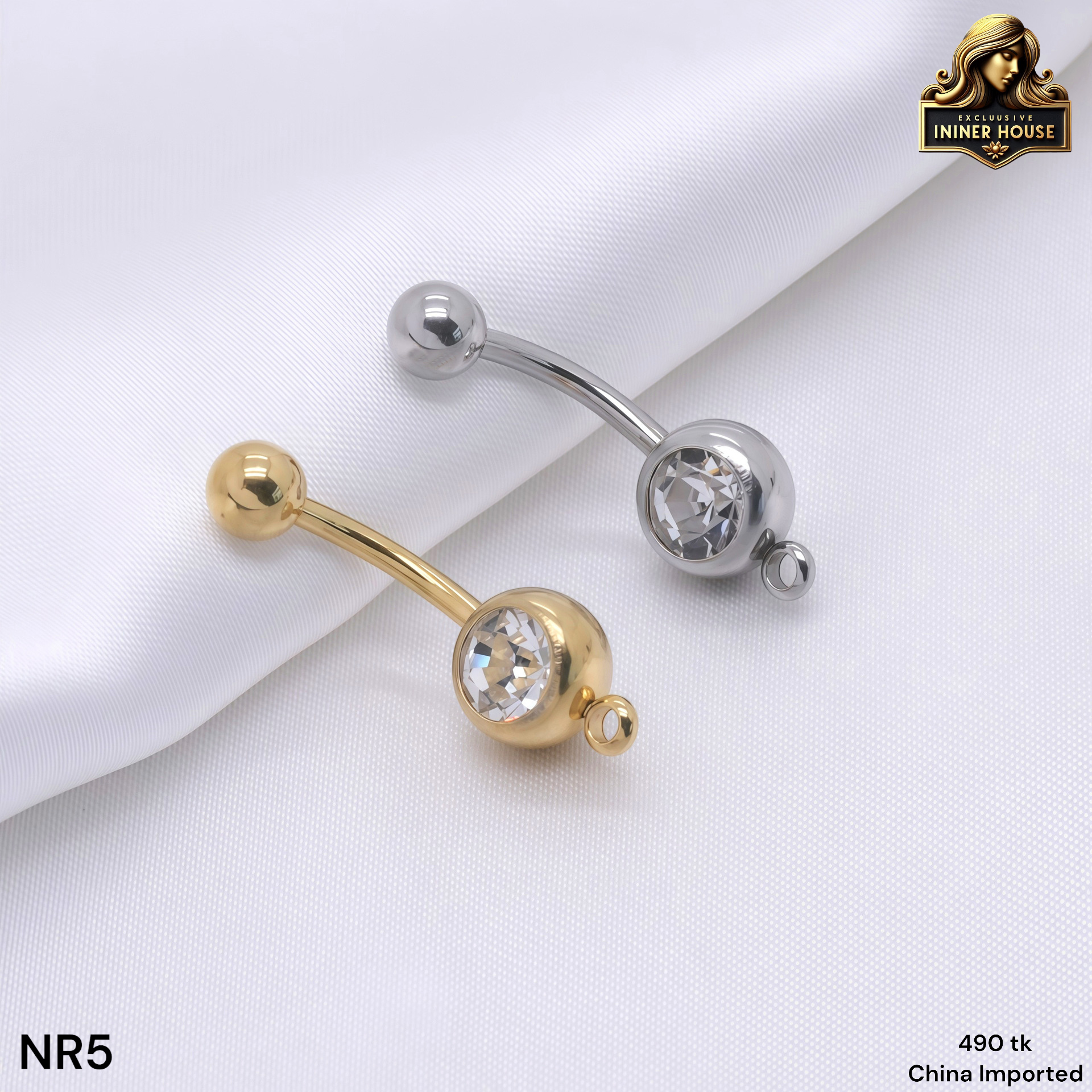 Elegant Crystal Navel Ring – Classic Belly Button Piercing Jewelry_img_1