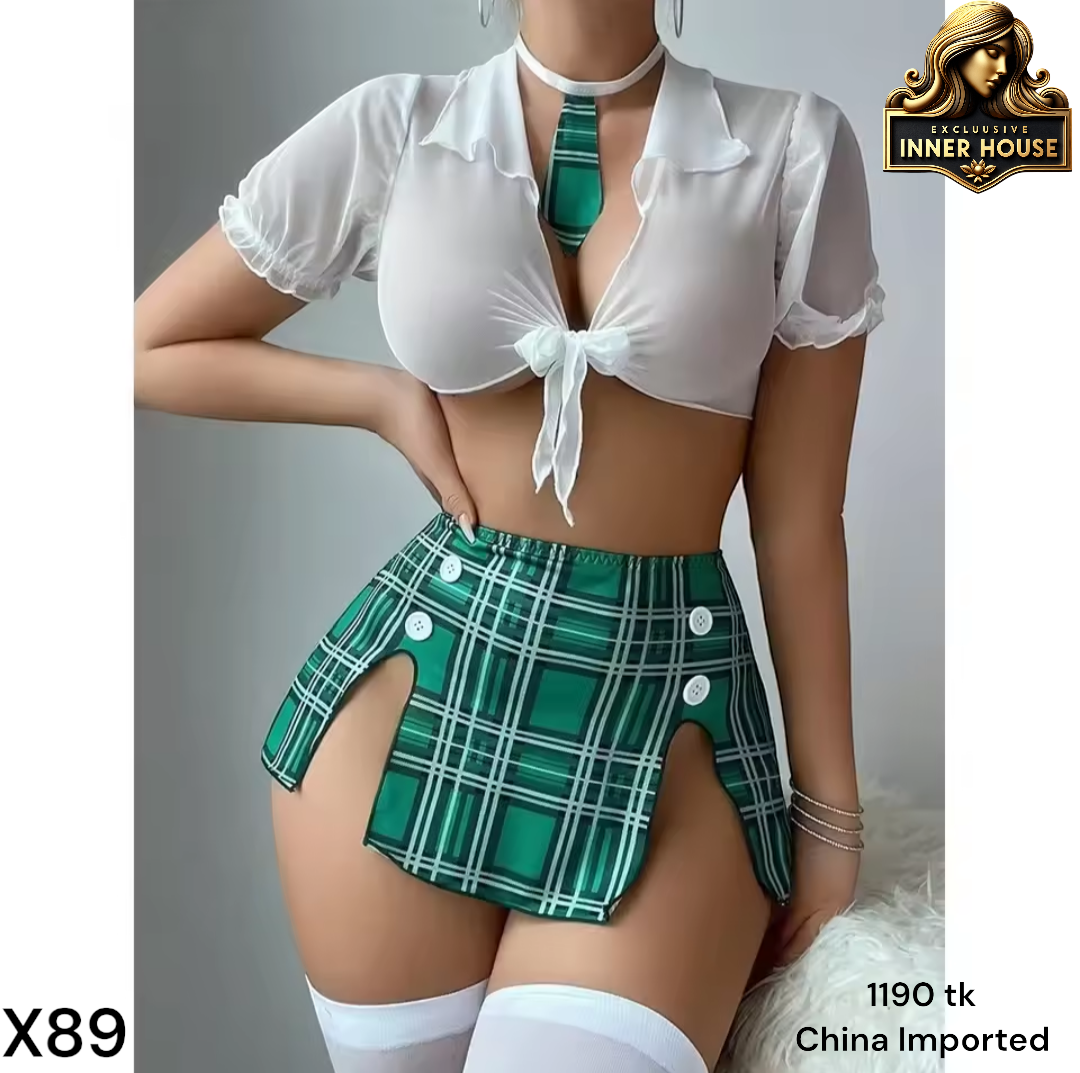Plaid Mini Skirt & Crop Top Costume Set | Women’s Cosplay Outfit | Best Price in Bangladesh_img_1