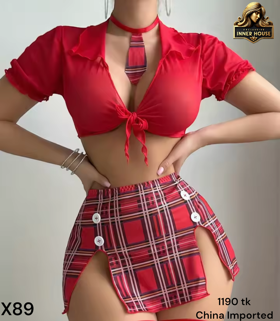 Plaid Mini Skirt & Crop Top Costume Set | Women’s Cosplay Outfit | Best Price in Bangladesh_img_2