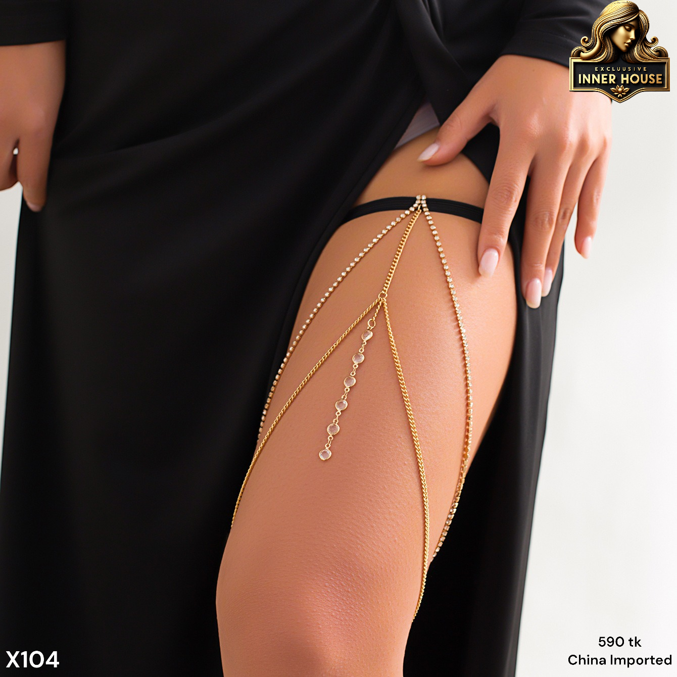 Luxury Gold Heart Thigh Chain for Women | Adjustable Leg Garter Chain Jewelry Bangladesh