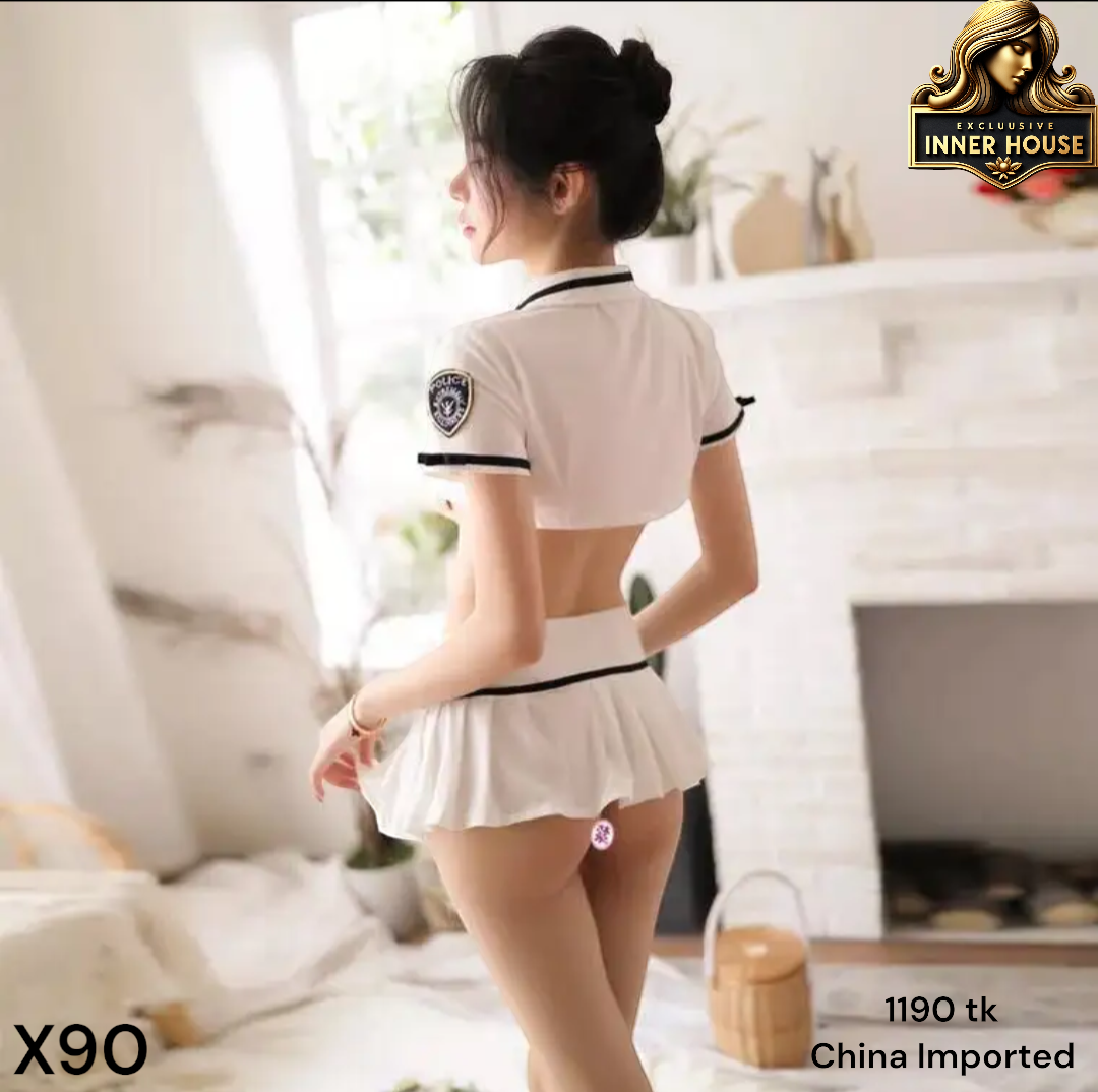 Police Roleplay Costume Set for Women | Police Lingerie Dress with Fishnet Stockings | Best Price in Bangladesh_img_5