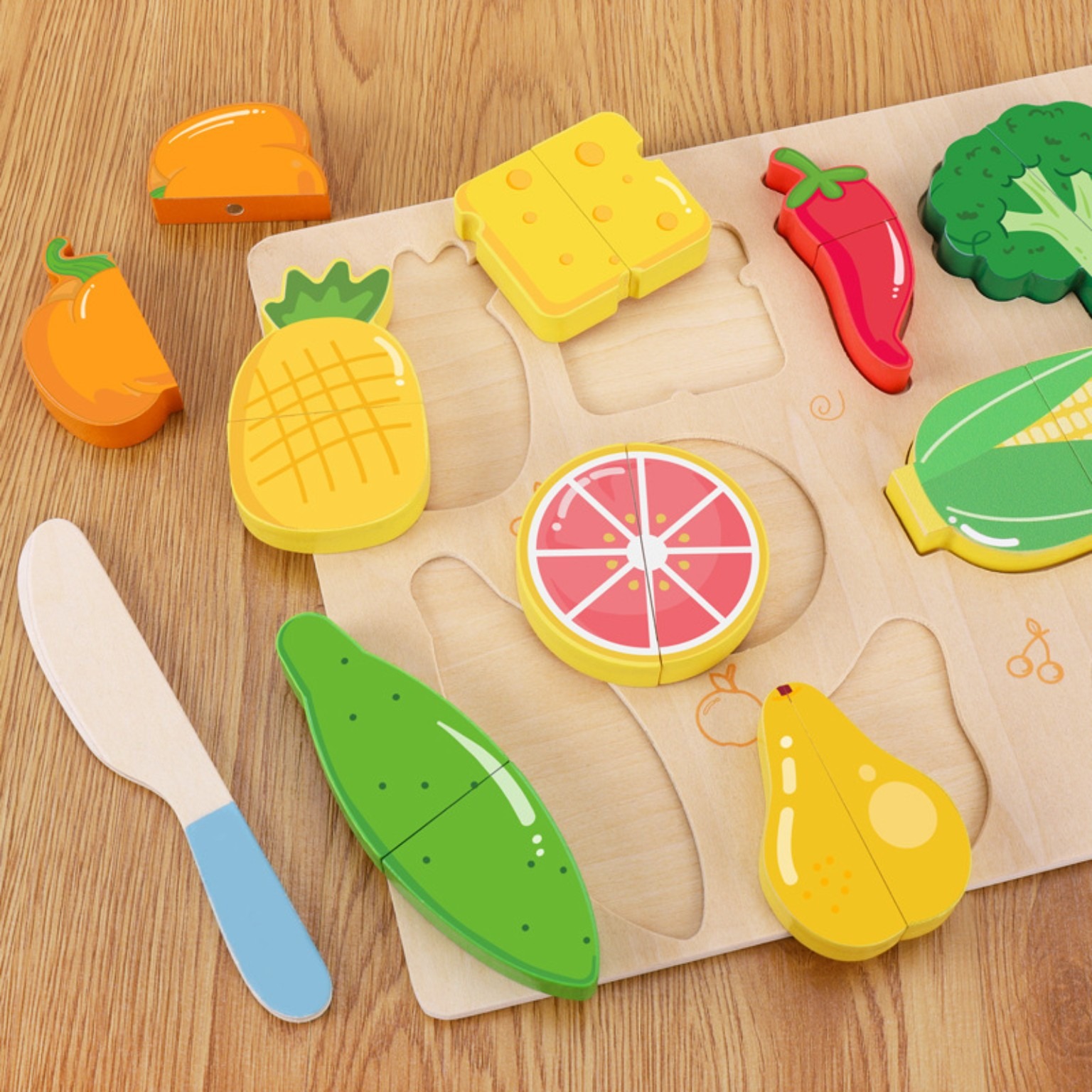 Kids Wooden Montessori Puzzle Board Set | Educational Fruit, Vegetable, Food & Doctor Learning Toy_img_3