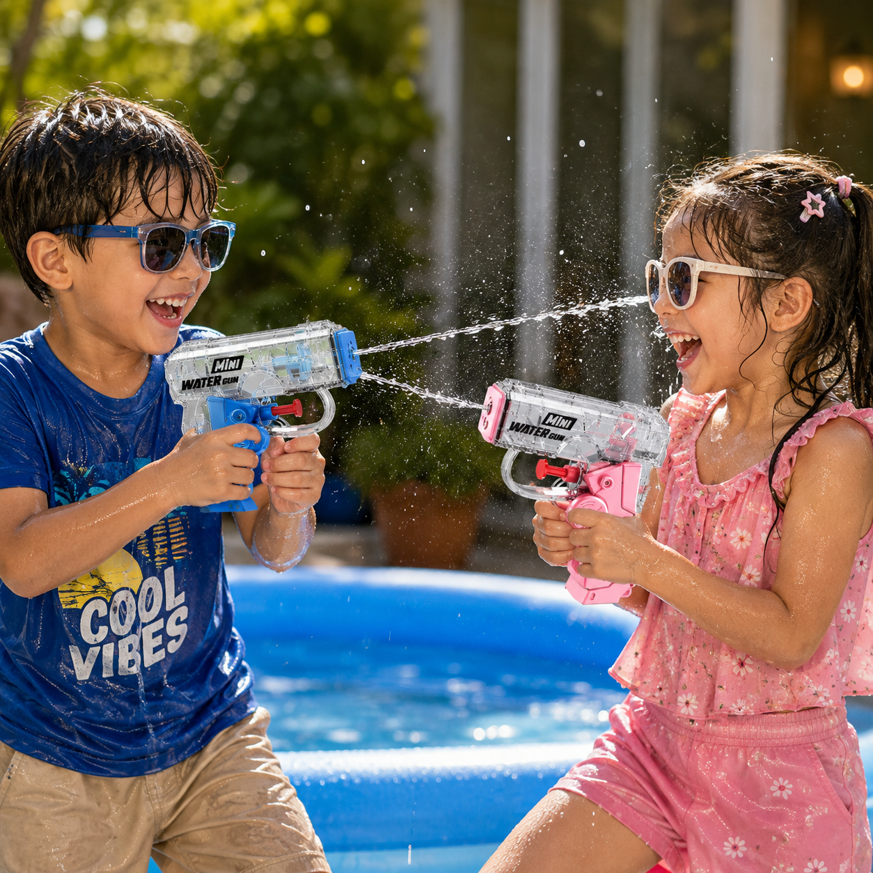 Kids Gyro Double Hole Water Gun | Foldable Mini Water Blaster | Summer Outdoor Water Toy