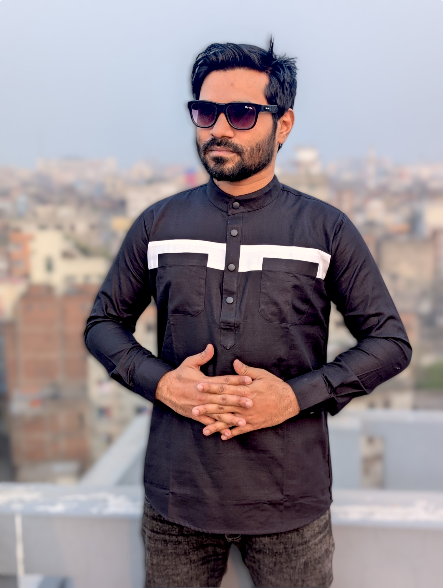 contrast cotton katua black color