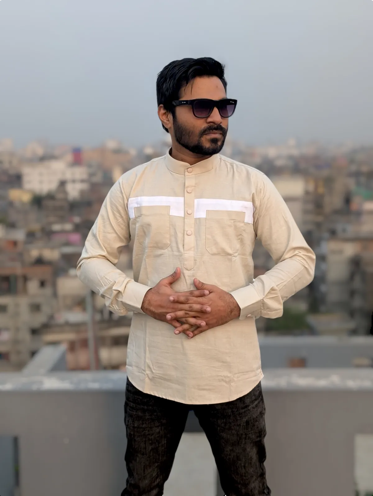 Contrast cotton katua cream color