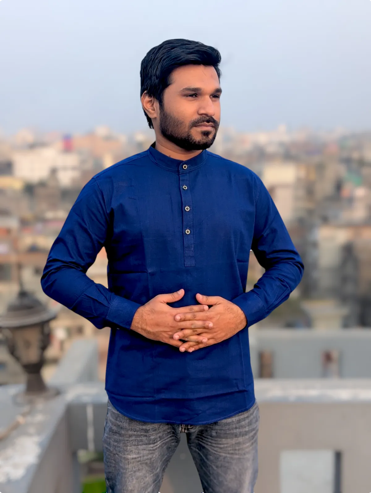 full sleeve cotton katua royel blue