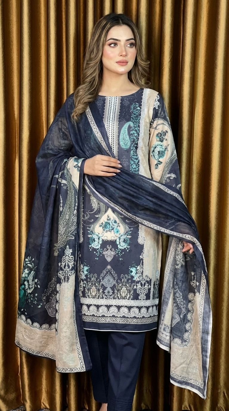 জমজম সুইস লোন প্রিমিয়াম থ্রি পিস(Unstitched)  WhatsApp/IMO: 01716-593156