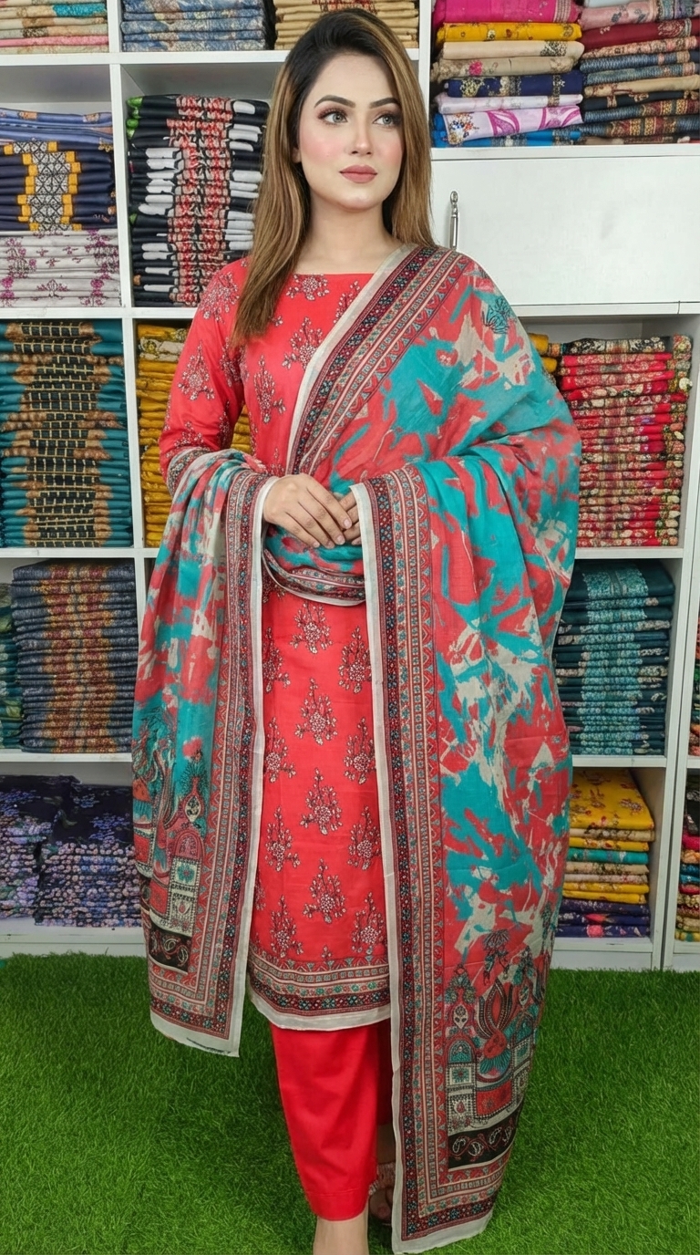 পাকিস্তানি ইন্সপায়ার্ড প্রিমিয়াম থ্রি পিস (বিন সাঈদ) (Unstitched)