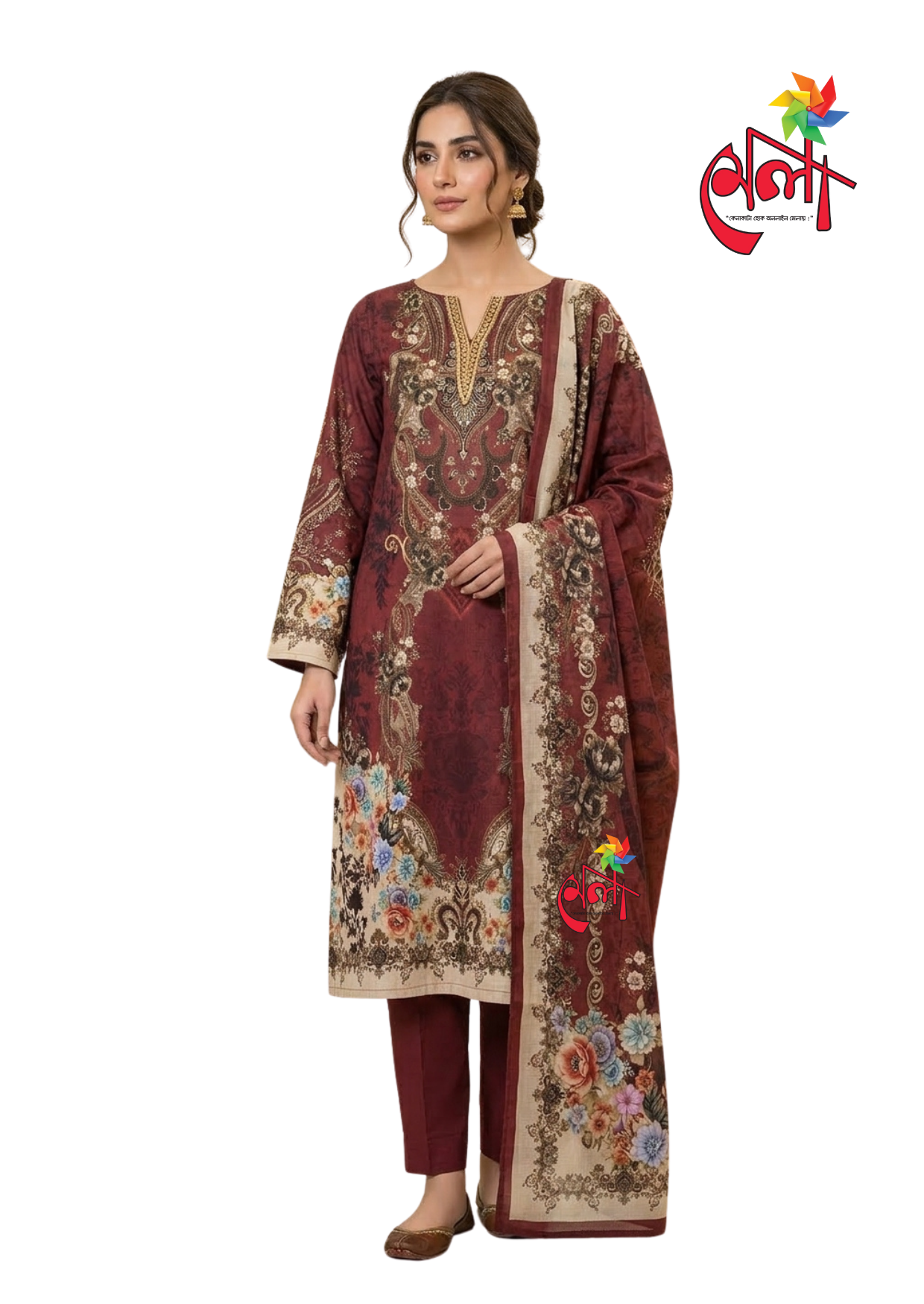 জমজম সুইস লোন প্রিমিয়াম থ্রি পিস(Unstitched)  WhatsApp/IMO: 01716-593156