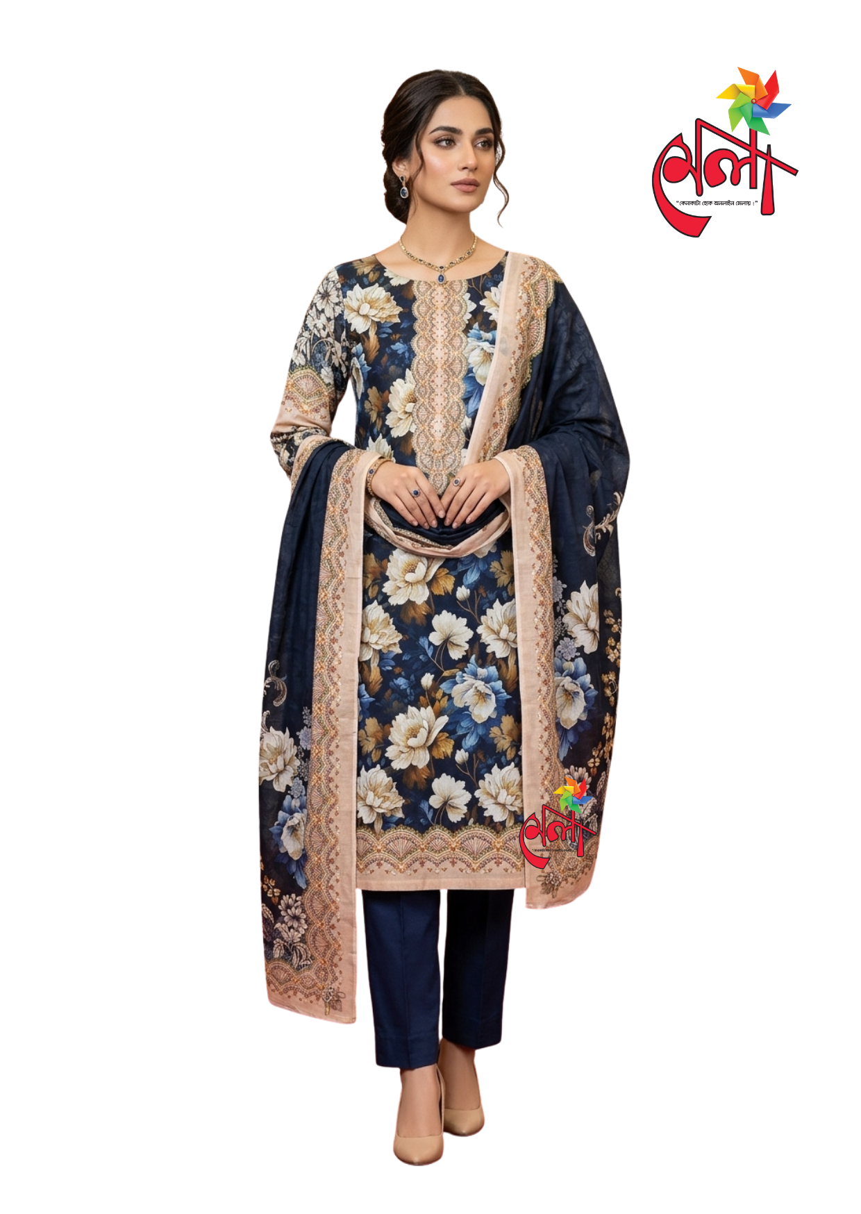 জমজম সুইস লোন প্রিমিয়াম থ্রি পিস(Unstitched)  WhatsApp/IMO: 01716-593156