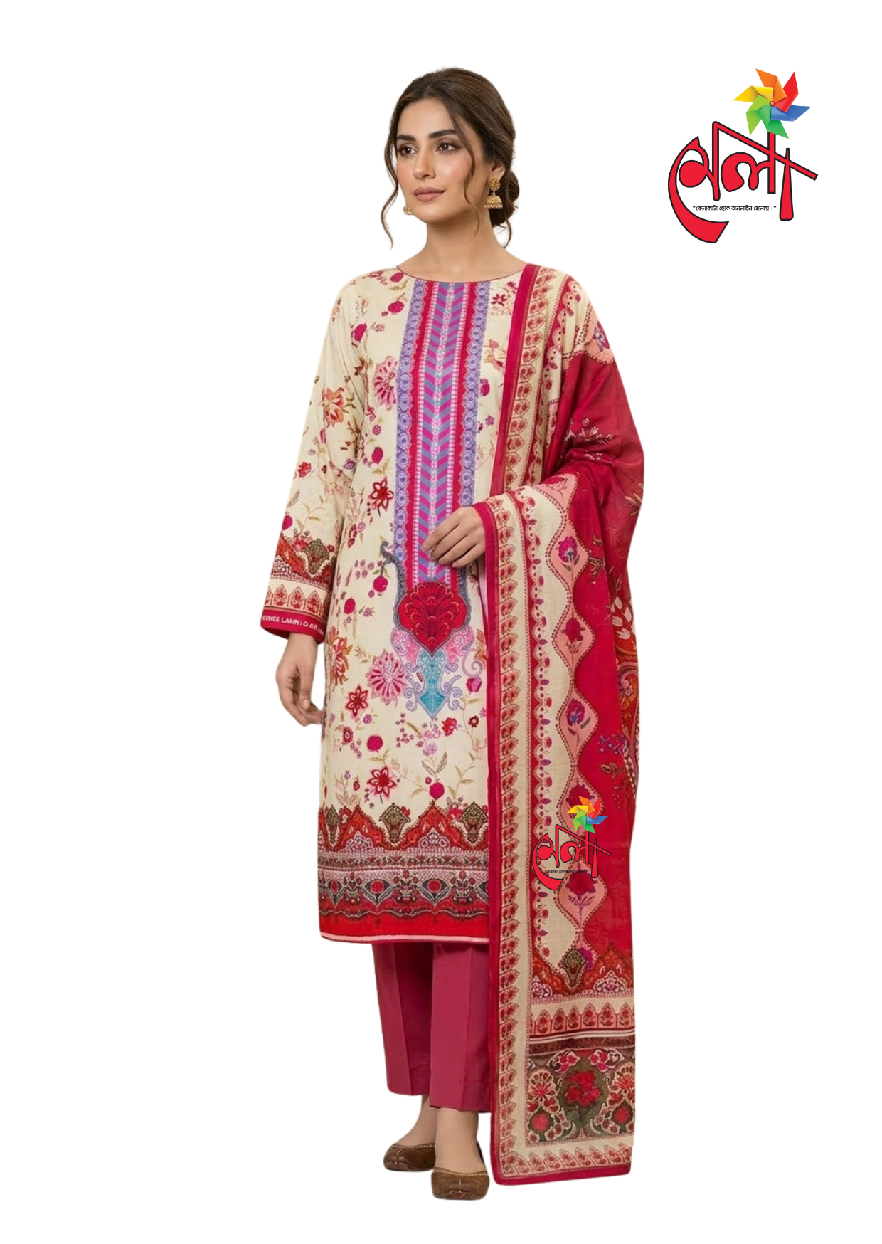 জমজম সুইস লোন প্রিমিয়াম থ্রি পিস(Unstitched)  WhatsApp/IMO: 01716-593156