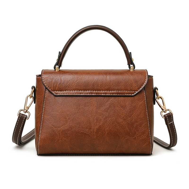 Vintage Textured Leather Crossbody Satchel for Women._img_2