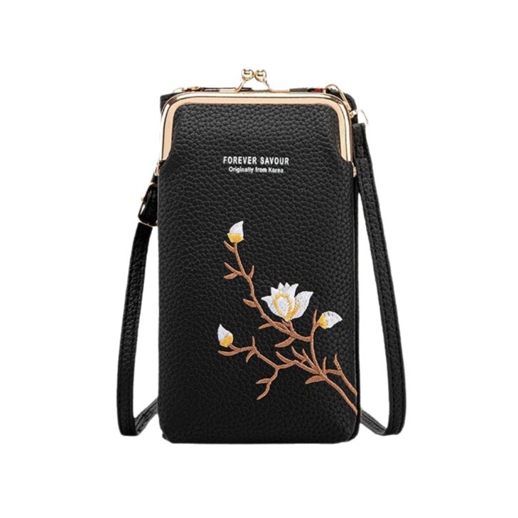 Floral Embroidered Women's Long Wallet & Phone Holder.