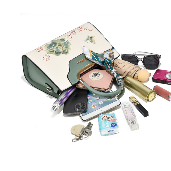 Embroidered Floral & Butterfly Top-Handle Bag with Decorative Scarf and Gold Hardware._img_1