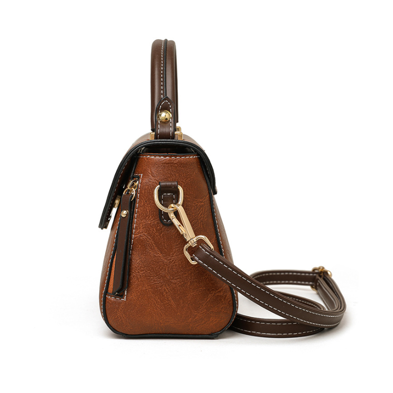 Vintage Textured Leather Crossbody Satchel for Women._img_1