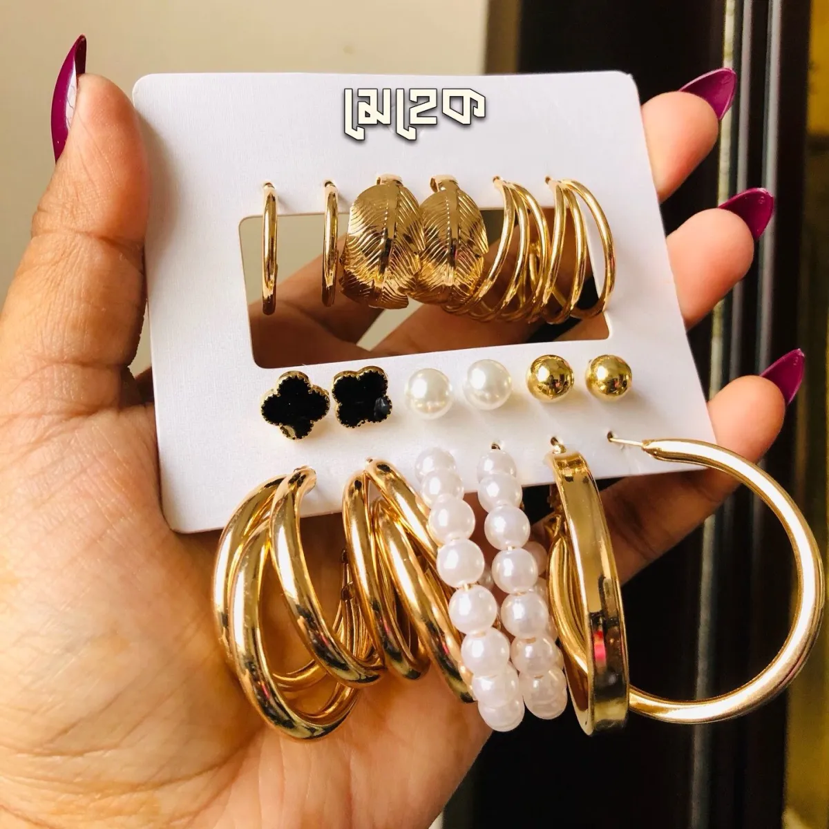 9 Pair Hoop Earrings Set (2)