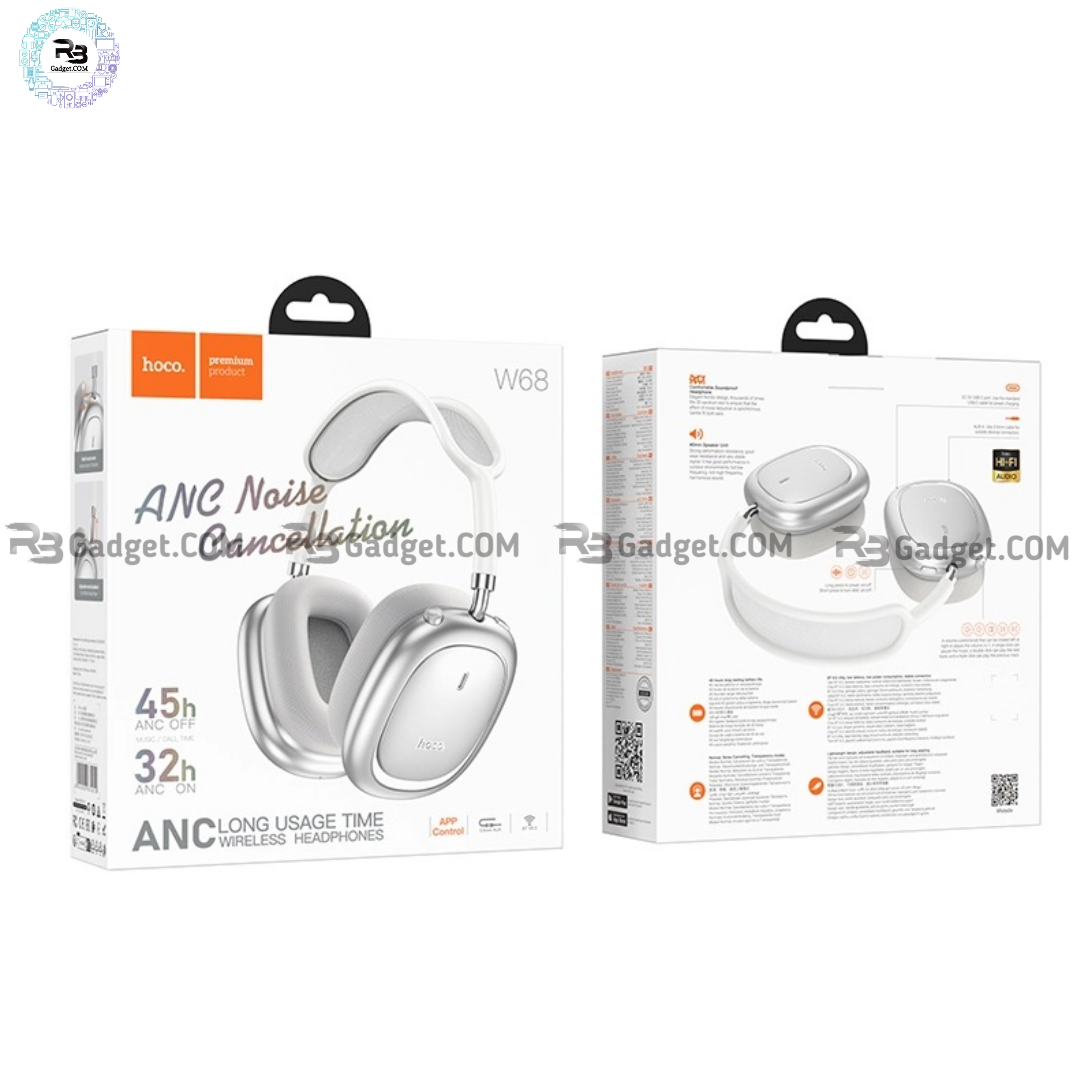 W68 Calma ANC Bluetooth Headphone silver – 45 Hours Playtime_img_2