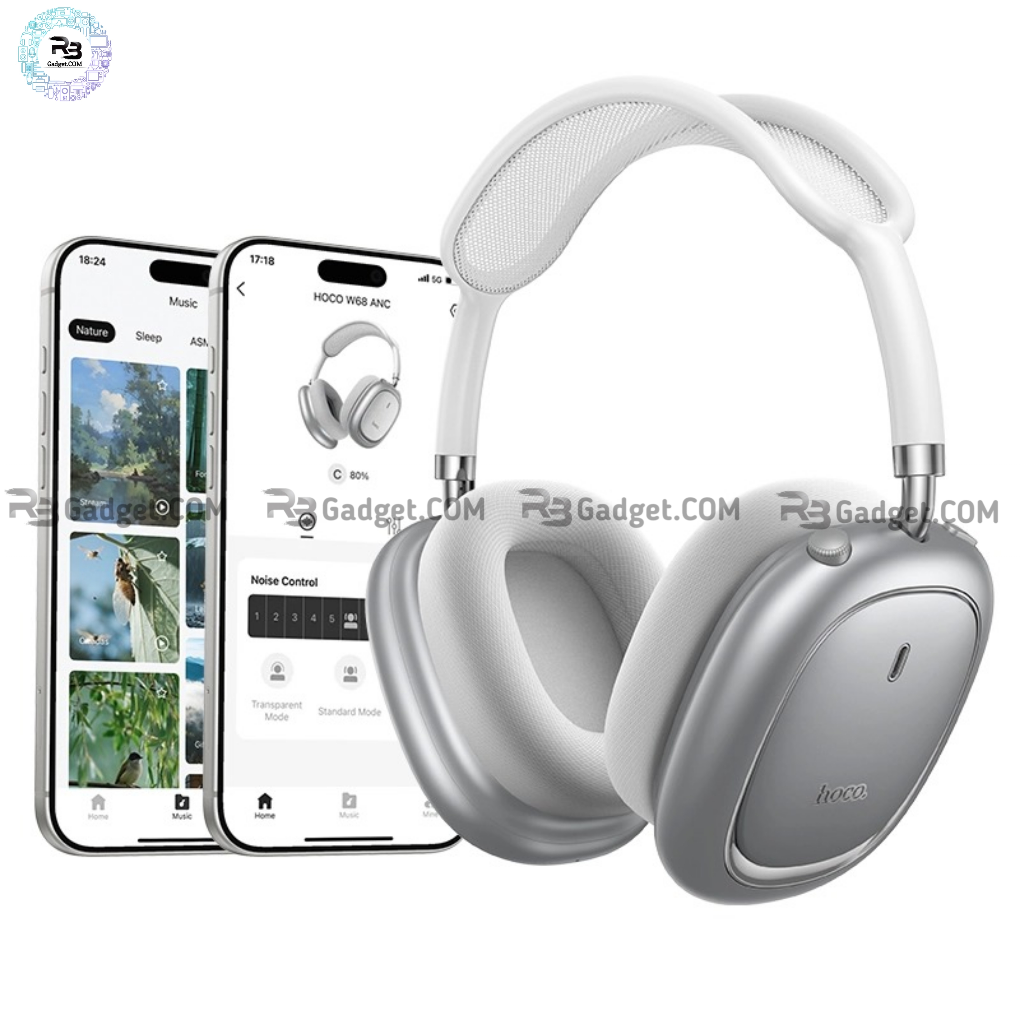 W68 Calma ANC Bluetooth Headphone silver – 45 Hours Playtime_img_1